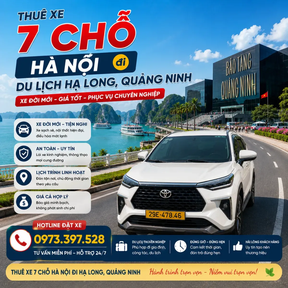 Thuê xe 7 chỗ Hà Nội đi du lịch Hạ Long, Quảng Ninh